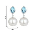 thumbnail image 2 of Sterling Silver with 14mm Shell Pearl, Natural Aquamrine and White Topaz Drop Earring, 2 of 4