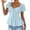 Sky Blue, variant on Women's Frill Trim Button Down Shirts Tie Front Puff Sleeve Ruffle Blouse Tops Summer Streetwear Business Blouse Wine,S