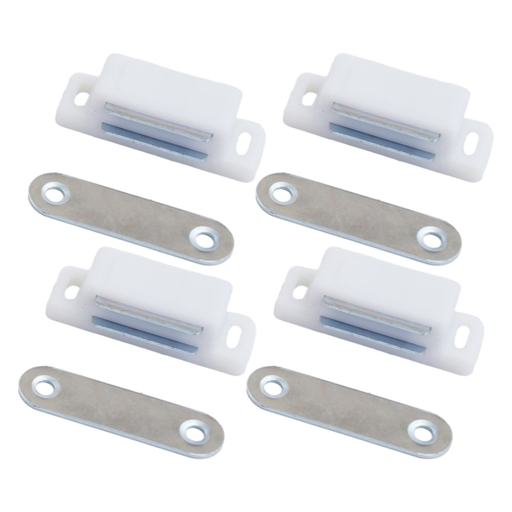 4X Magnetic Catch Cupboard Door Latch White Cabinet Catch Magnet with Screws