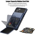 thumbnail image 2 of for iPhone 12/12 Pro Case with Card Holder[Store 5 Cards] Dual Layer Heavy Duty Shockproof iPhone 12 Wallet Case with Hidden Card Slot Large Storage Case for iPhone 12(Blue), 2 of 14