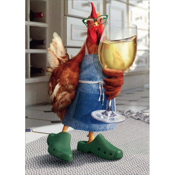 Avanti Press Chicken Mom Holding Wine Glass Funny / Humorous Mother's Day Card
