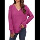 thumbnail image 1 of Camisas Tipo Túnica de Punto con Cuello en V, Larga y Botones Decorativos, Informales, Lisas, Suaves para Mujer Rosa Roja XL, 1 of 9