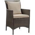 thumbnail image 2 of Conduit Outdoor Patio Wicker Rattan Dining Armchair Set of 2 Brown Beige, 2 of 3
