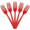 JAM Paper Plastic Forks, Red, 48 Disposable Forks/Pack