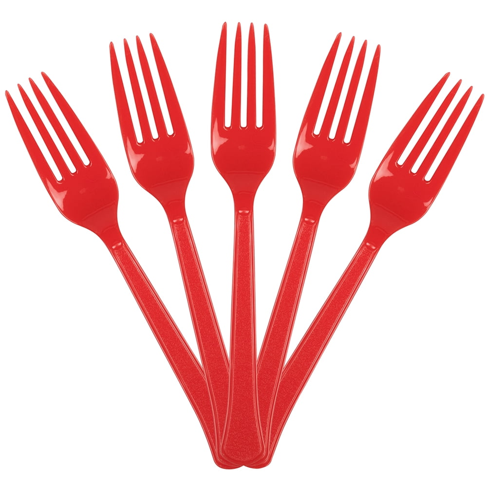 JAM Plastic Forks, Red, 48 Disposable Forks/Pack