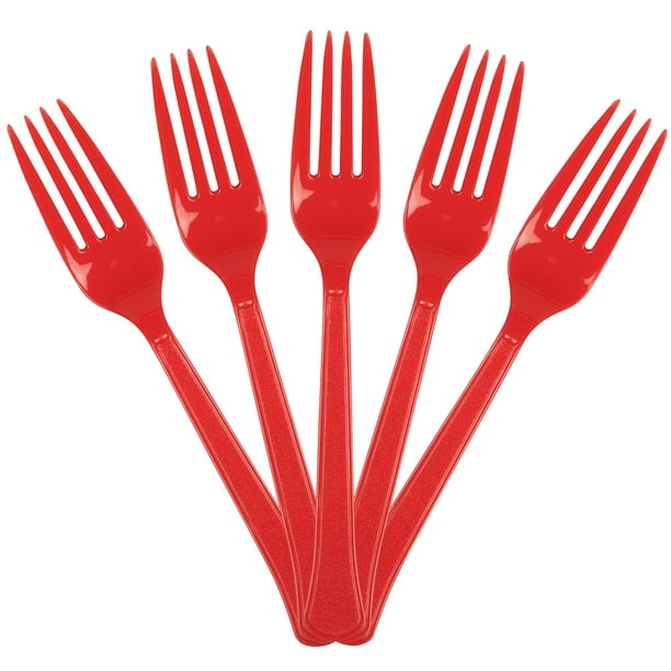 JAM Plastic Forks, Red, 48 Disposable Forks/Pack