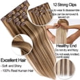 thumbnail image 3 of HAIRRO Clip in 100% Human Hair Extensions Human Hair Light Brown to Dirty Blonde Highlight Brown Ombre - Silky Straight Soft Real Hair Extensions for Women 5 Pieces With 12 Clips 14Inch-24Inch, 3 of 9