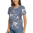 thumbnail image 5 of Yiaed Watercolor Flowers Butterfly Print Women's T Shirt V-Neck Short Sleeve Shirt Casual Breathable Tee Summer Tops-, 5 of 5