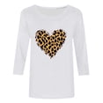 thumbnail image 4 of Qulqfy Womens Valentines Day Tops Plus Size 3/4 Sleeve Leopard Print Cute Blouses Crew Neck Heart Print White Dating Shirts for Women M, 4 of 5