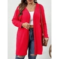 thumbnail image 4 of Essential Solid Fluted Sanding Open Front Knitted Cardigan Sweater for Women Red 4XL, 4 of 8