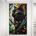 thumbnail image 1 of Pintura de diamante 5D DIY Taladro redondo completo Gato Vidrieras Decoración para el hogar Negro JShteea El nuevo, 1 of 9