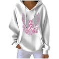 thumbnail image 2 of Ounisa Breast Cancer Oversized Hoodies Fleece Drawstring Shirts for Women Pink Ribbon Sweatshirt Cancer Fight Awareness Shirt Faith Casual Long Sleeve Tops, 2 of 5
