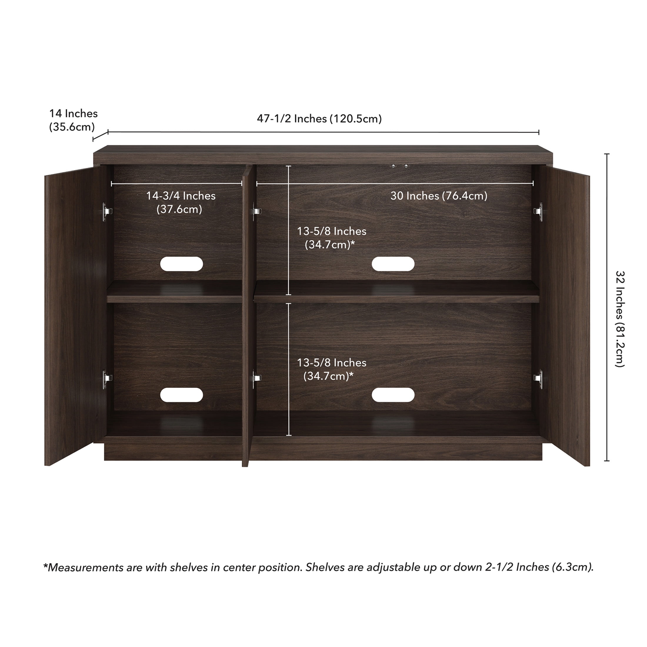 Evelyn&Zoe Modern/Contemporary 48" Wide Alder Brown Buffet Table