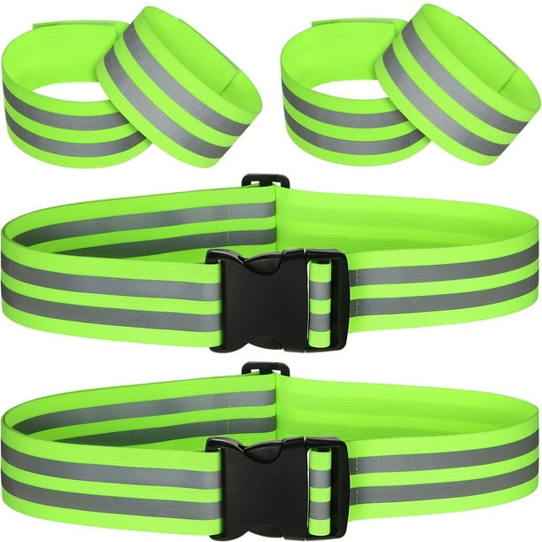 6 Piezas Correa de Banda Reflectante Cinturón Reflectante de Seguridad Cinturón PT Cinturón Reflectante de Alta Visibilidad para Brazo, muñeca, Tobillo, Pierna Correr Ciclismo