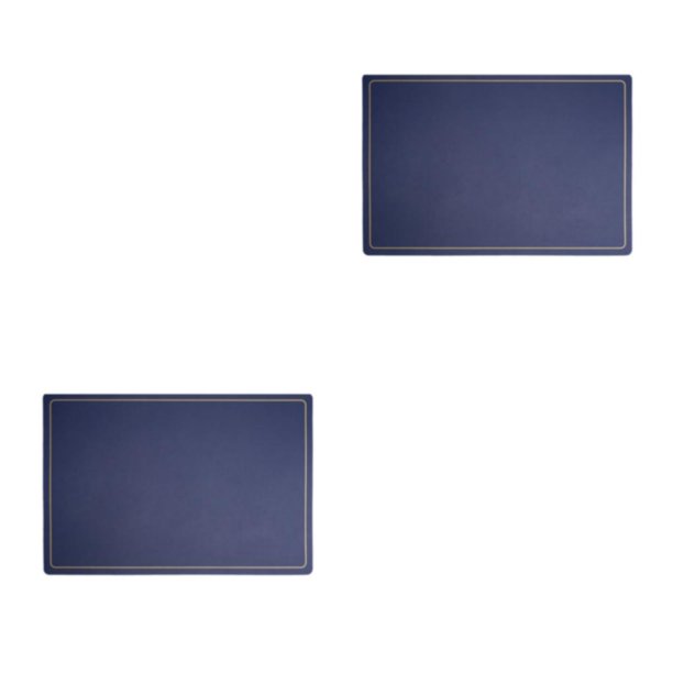Yuarrent Manteles individuales Placa de cuero Posavasos Aislamiento Almohadilla de café Engrosamiento A prueba de aceite Impermeable borde dorado/azul 2piezas
