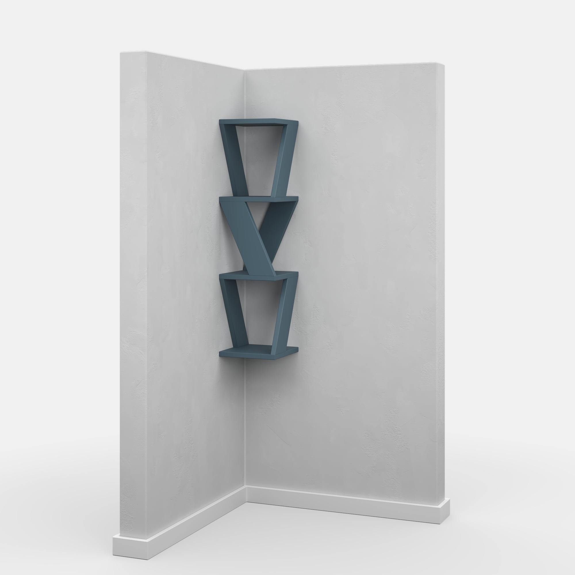 Ada Home Decor Furniture 8.66" 3 Tier Petrol Blue Chicago Modern Wall Shelf
