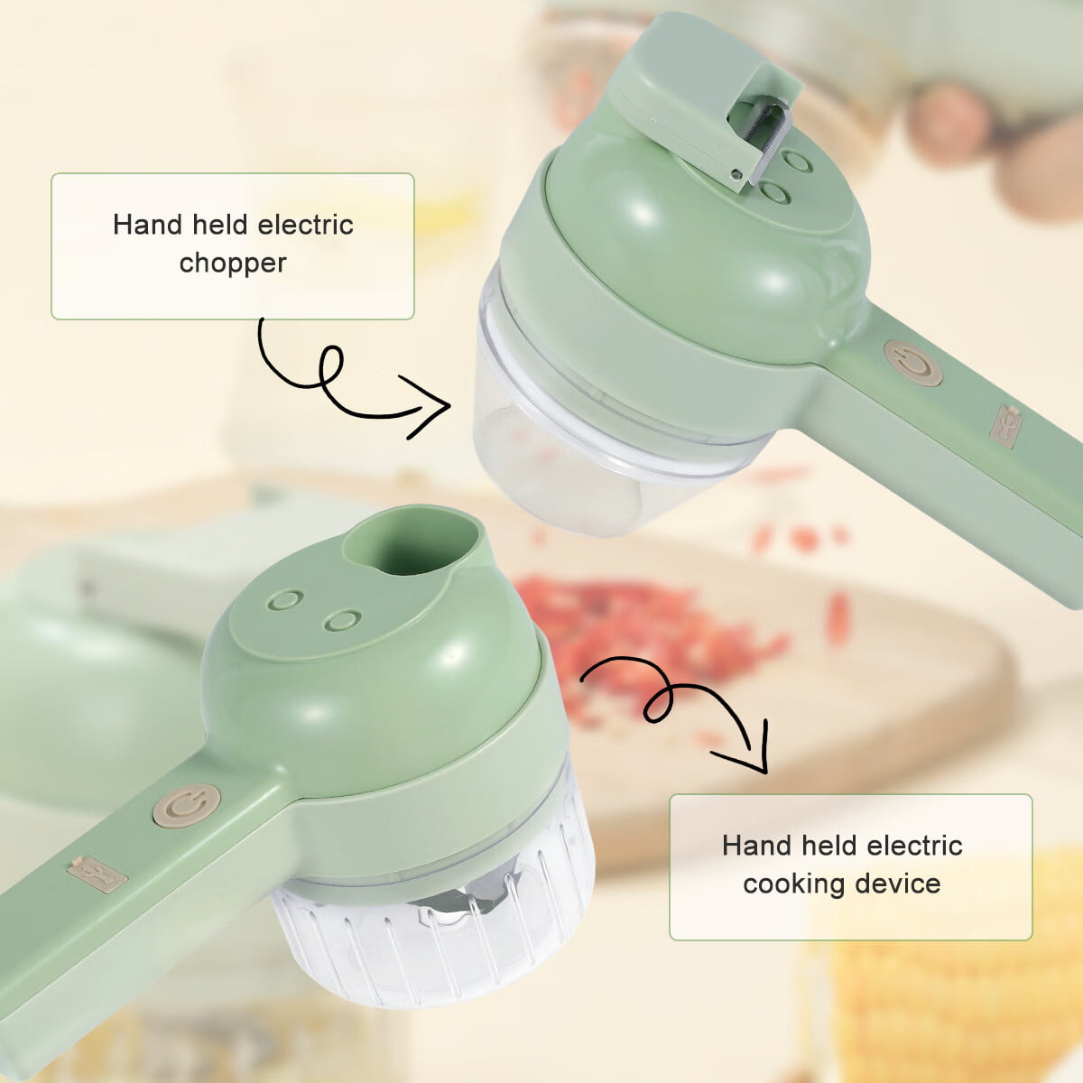 New Kitchen Modular 4 in 1 Handheld Electric Vegetable Cutter Set,Vegetable  Electric Food Chopper (Faster