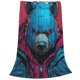 thumbnail image 2 of Fotbe Neon Cyberpunk Blue Bear Manta de Franela Acolchonada con Estampado, Súper Suave y Esponjosa, Extra Grande para Sofá, Cama, Uso Todo el Año-80"x60", 2 of 7
