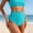 Light Blue, variant on Women's High Waisted Swimwear Bikini Bottoms Summer Hawaiian Pleated Triangle Swim Shorts Beach Pool Stretch Quick Dry Clothes