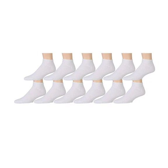 SOCKS'NBULK 12 Pairs of Mens King Size Diabetic Ankle Athletic Socks, 13-16 (White)