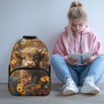 thumbnail image 2 of Yuyamidu Highland Cow Kids Backpack for Girls 7-12, Floral Print School Backpack with Side Bottle Pockets, Cute Bookbag for Elementary & Middle School, 2 of 7