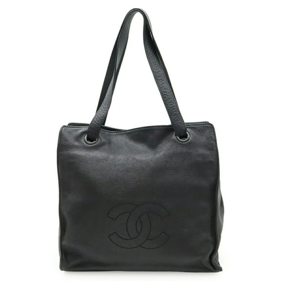 Pre-Owned CHANEL Coco Mark Tote Bag Shoulder Leather Black
