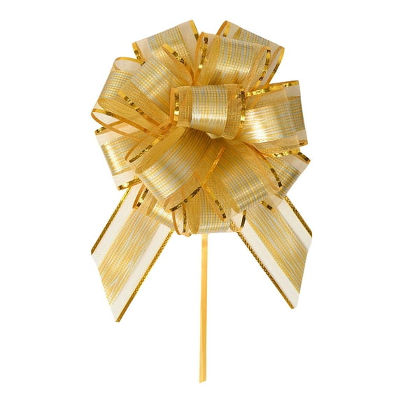 10 PCS Large Pull Bow Gift Wrapping Bows Pull Bow With Ribbon For Wedding Gift Party Gift Bows Presents Decorating Bows Gold