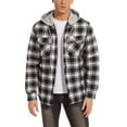 thumbnail image 2 of TACVASEN Men's Flannel Hooded Jacket Quilted Lined Plaid Button Down Cotton Jackets Black Gray L, 2 of 7