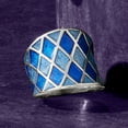 thumbnail image 4 of Ross-Simons Italian Blue Enamel Harlequin Ring in Sterling Silver, Women's, Adult, 4 of 5