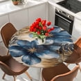 thumbnail image 2 of Blue Spring Floral Round Tablecloth 55-60 Inch Round Fitted Table Cloth with Elastic Edge, Vintage Summer Botanical Art Waterproof Table Cover Protector for Outdoor Picnic Party Dining, 2 of 6