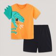 thumbnail image 2 of TOWED22 Toddler Kids Baby Boy Clothes Summer 2 Pieces Giraffe Print Short Sleeve Shirt Elastic Waist Shorts Outfits(Light Green,6-7 Y), 2 of 8