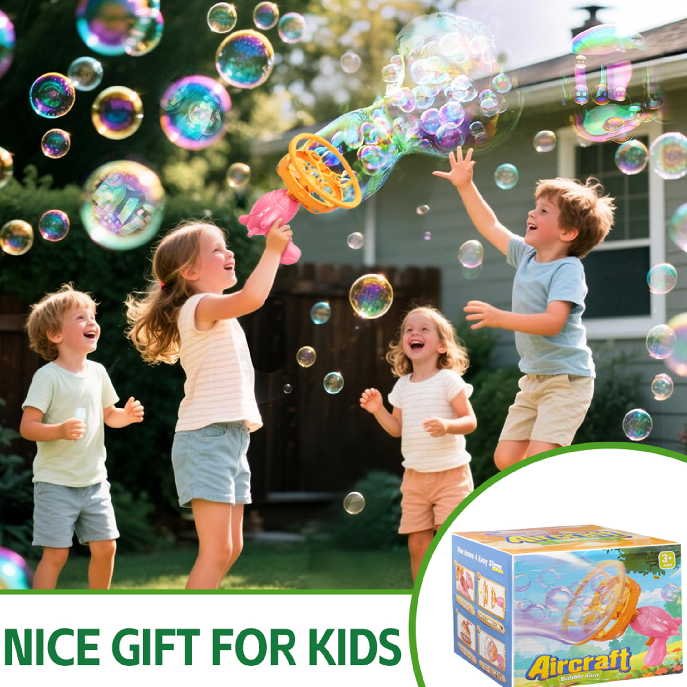Airplane Bubble Machine Gun, Handheld Toy for Kids, Summer Outdoor Party Gift