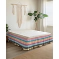 thumbnail image 2 of Boho Wrap Around Bed Skirts for Queen Bed 18" Drop,Bed Skirt with Adjustable Elastic Belt Dust Ruffle Bed Valance for Bedroom Colorful Striped Ethnic Geometric Modern Abstract Art Bed Frame Cover, 2 of 7