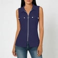 thumbnail image 1 of Abcnature Women's Sleeveless Zip Up Shirt Collared V Neck Button Down Blouse Tops Solid Color Ribbed Tank Tops, 1 of 1