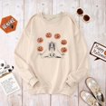 thumbnail image 5 of Women Halloween Meditating Skeleton Jack o Lantern Graphic Long Sleeve Pullover for Halloween Party, 5 of 7
