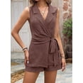 thumbnail image 6 of Summer Sets for Women Vacation Outfits Short Set Button Down Business Casual Dressy 2 Piece Clothes 2025 Coffee Color XL, 6 of 9