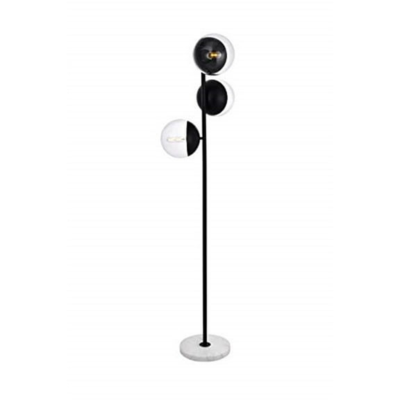 Eclipse 3 Lights Black Floor Lamp With Clear Glass
