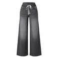 thumbnail image 6 of Women's Pull On High Waisted Wide Leg Jeans Stretchy Baggy Denim Trousers, 6 of 6