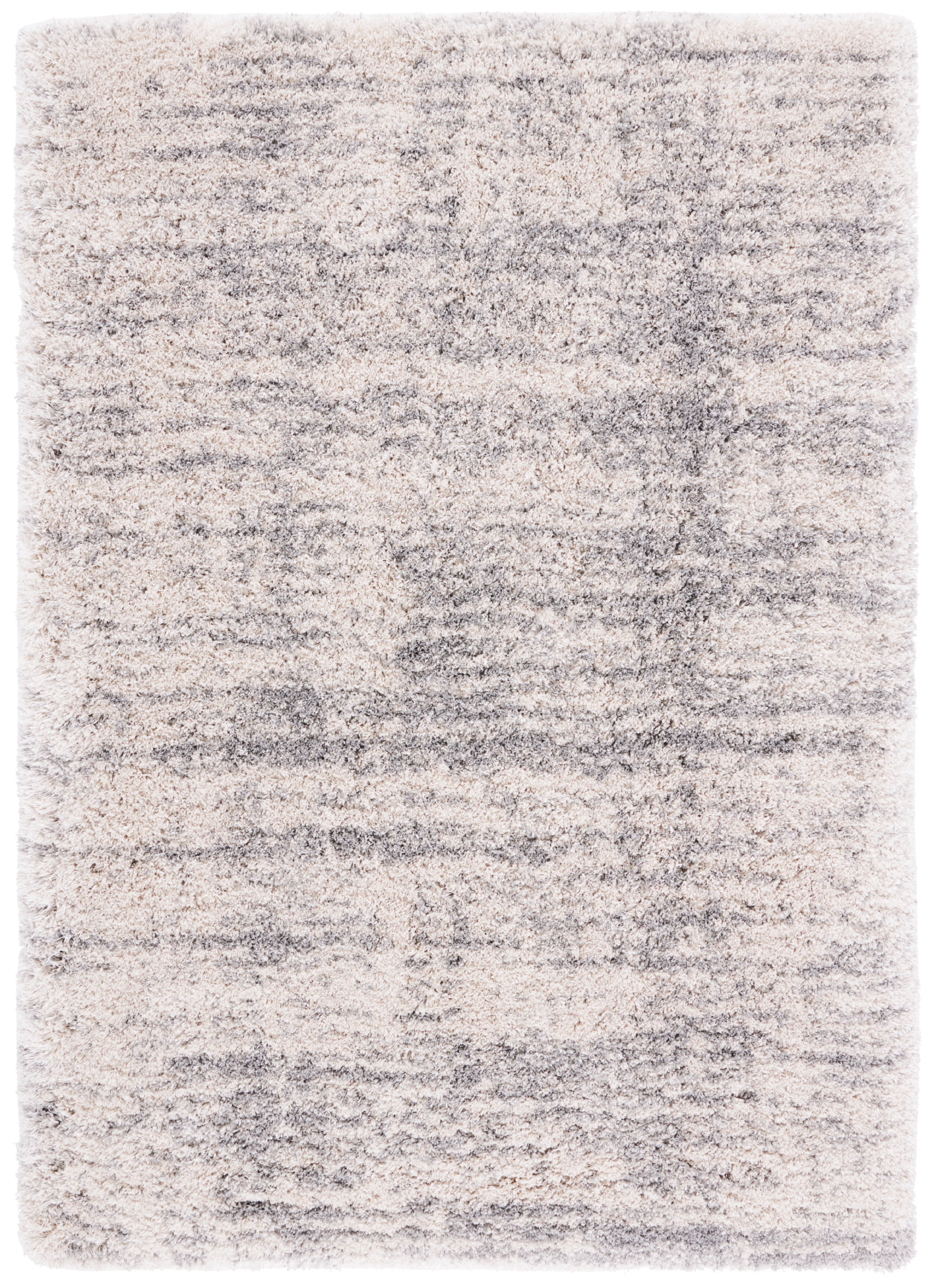 SAFAVIEH Iceland Issie Abstract Shag Area Rug, Ivory/Grey, 9' x 12'
