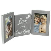 Malden International Designs Love My Grandkids 2 Opening 4x6 Hinged Triple Gray Sentiment Picture Frame