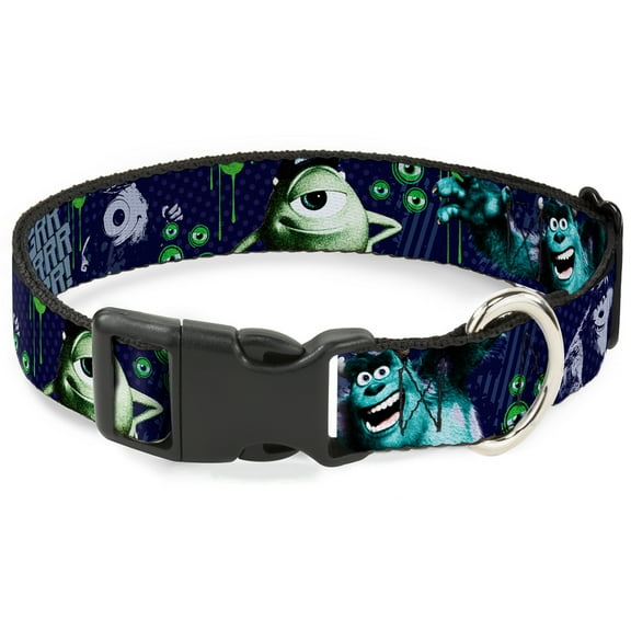 Disney Pet Collar, Dog Collar Plastic Buckle, Monsters University Sully Mike Poses Grrrrr, 11 to 16.5 Inches 1.0 Inch Wide