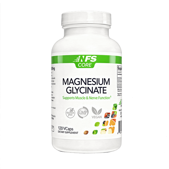 NF Sports Core Magnesium Glycinate High Absorption 400 mg per Serving Vegetarian Capsules, 60 Servings, 120 Count