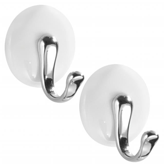 Self Adhesive Hook 2 Count, White & Chrome Medium