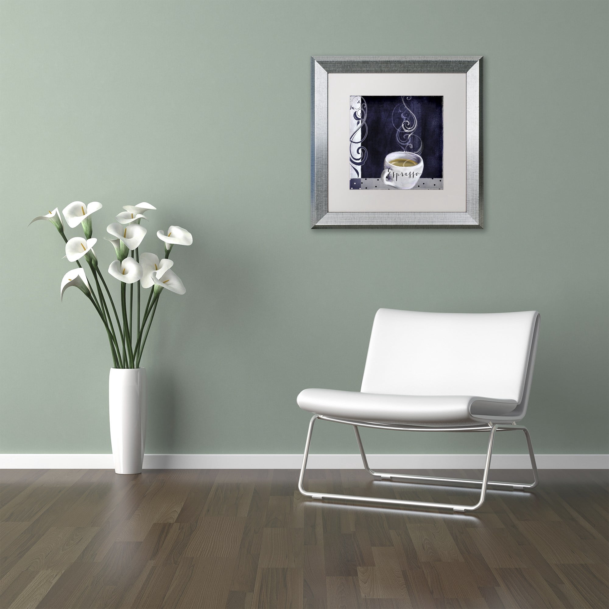 Trademark Fine Art "Cafe Blue IV" Canvas Art by Color Bakery White Matte, Silver Frame