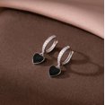 thumbnail image 4 of Sterling Silver CZ Black Heart Hoop Earrings for Women Teens Small Love Huggie Hoop Earrings Drop Valentines Day Earrings, 4 of 6