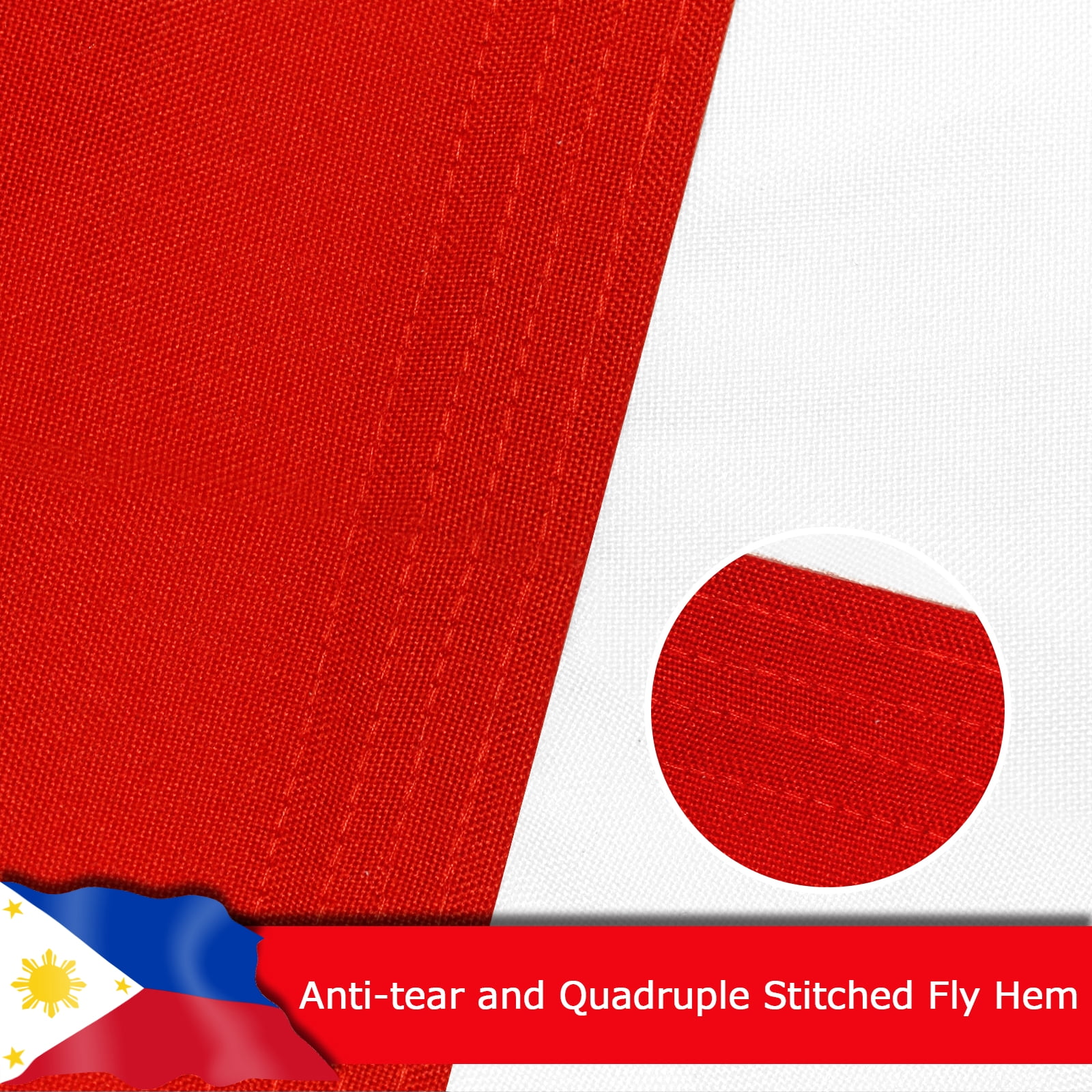 Philippines Filipino Flag, 400D Heavy Duty Polyester, Double-Sided Printing, Quadruple Stitched Fly Hem, Fade Resistant, 2 Brass Grommets, National Flag of Philippines for Home Outdoor