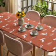 thumbnail image 3 of Burnt Orange Spring Easter Table Cloths for 8 Foot Rectangle Tables, Cute Bunny Botanical Patio Waterproof Elastic Fitted Tablecloths, Washable Rectangular Table Cover for Camping, 3 of 8