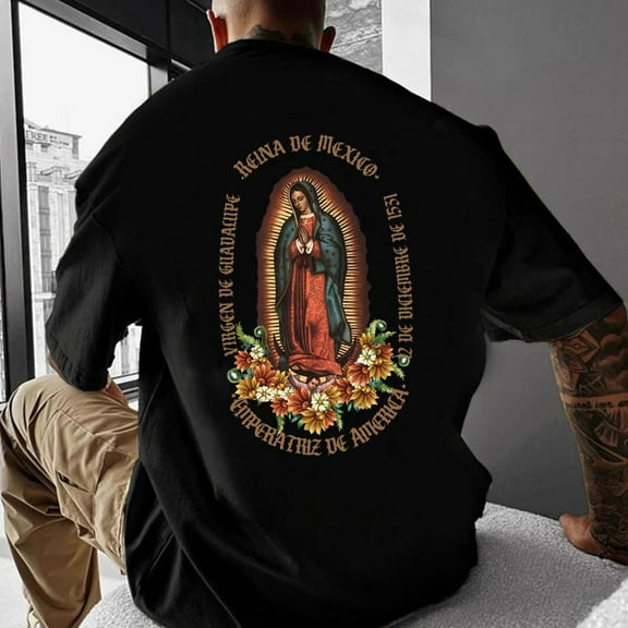 Virgen de Guadalupe Unisex Shirt – Virgin Mary Religious T-Shirt for Men & Women, Faith-Based Catholic Tee with Back Print
