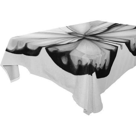 

POPCreation Black And White Butterfly Tablecloth 60x104 inches