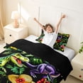 thumbnail image 3 of Metsweet Animal Dinosaur Twin Duvet Cover, Tropical Flowers Leaves Twin Bedding, Green Purple Red,Black Reversible,2pcs,1 Duvet Cover and 1 Pillowcase, 3 of 6